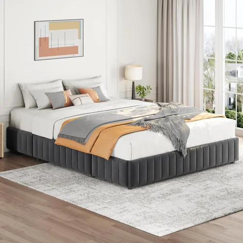 Miniatura 12 de Yaheetech Bastidor de cama completo con plataforma tapizada con 3 cajones de almacenamiento, gran espacio de almacenamiento/Listones de madera