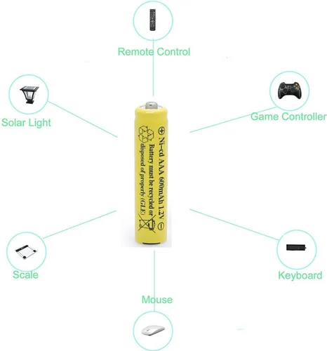 Miniatura 7 de XUNTU Batería solar AA 1.2V 800mAh NiCd Combo con AAA 1.2V 600mAh NiCd para luces de jardín exteriores