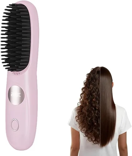 Miniatura 7 de Go Brush 2026 - Cepillo alisador portátil inalámbrico para viajes, cepillos alisadores de cabello recargables por USB con pantalla LED para mujeres