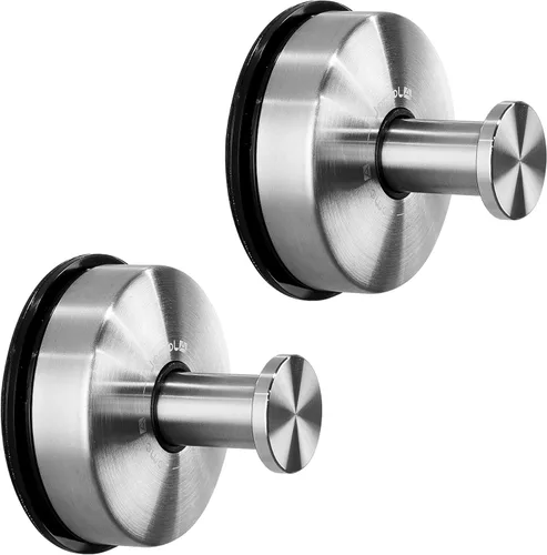 Miniatura 9 de JOMOLA 2 ganchos de acero inoxidable con ventosa para toallas de baño, ganchos de ducha para almacenamiento de toallas, utensilios de cocina, Negro