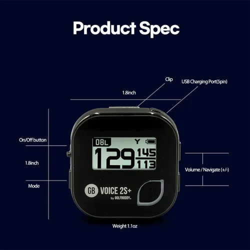 Miniatura 7 de GOLFBUDDY Voice 2S+ Telémetro GPS parlante, navegación con clip en el sombrero de golf, modo pendiente encendido/apagado, 18 horas de duración