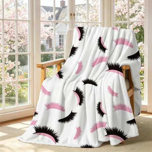 Manta de pestañas para cama de pestañas, manta suave y preppy femenina para sofá, cama, decoración de habitación de pestañas, color rosa, regalo de