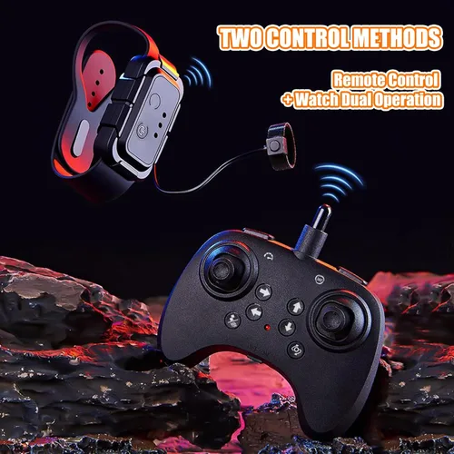 Miniatura 7 de Drone RC con espada voladora mejorada con luces LED coloridas, avión de control remoto de metal ABS con control de gestos manuales y reloj Oro