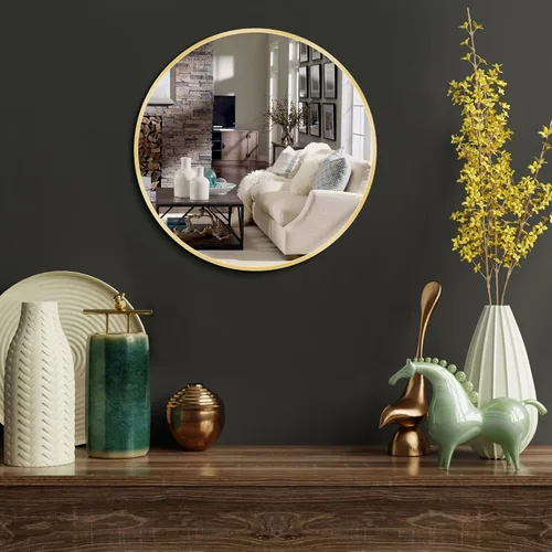 Miniatura 6 de Itrue Espejo de pared redondo pequeño de 12 pulgadas, espejo circular decorativo con marco de metal dorado con gancho de montaje en pared para baño