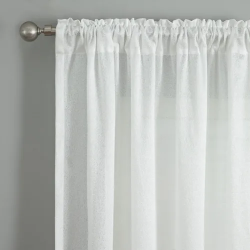 Miniatura 2 de VOGOL Cortinas transparentes con patrón de hojas bordadas, paneles de ventana blancos con ribete de encaje para sala de estar y dormitorio, cortinas