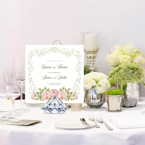 Miniatura 6 de MTLEE 36 portatarjetas con diamantes acrílicos para bodas, soportes de mesa de cristal, soportes de mesa para bodas, decoración de mesa de baby