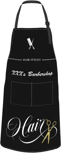 Miniatura 5 de Delantal de barbería personalizado para hombres y mujeres, delantal de peluquería con texto personalizado con bolsillos, delantal ajustable