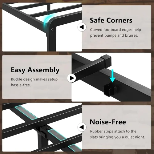 Miniatura 7 de Einhomn Base de cama Queen con cabecera de almacenamiento ergonómico, marco de cama LED con estación de carga, almacenamiento debajo de la cama