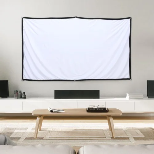 Miniatura 7 de BESPORTBLE Pantalla de proyector con tela de poliéster y ganchos para colgar, pantalla de proyección portátil de oficina y fiesta para cine en casa