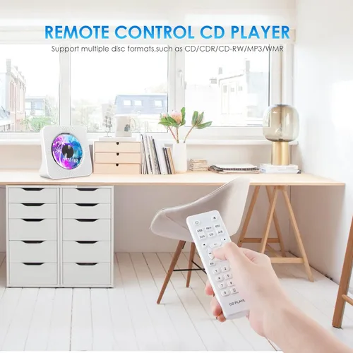 Miniatura 19 de Gueray Reproductor de CD portátil, reproductor de CD Kpop Bluetooth para escritorio con altavoz de sonido de alta fidelidad, radio FM, reproductor