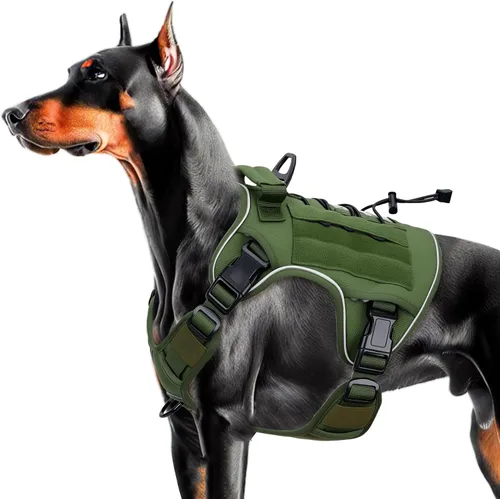 Miniatura 60 de Arnés táctico para perros grandes, chaleco reflectante ajustable sin tirones con sistema Molle, control de grado militar K9 para entrenamiento