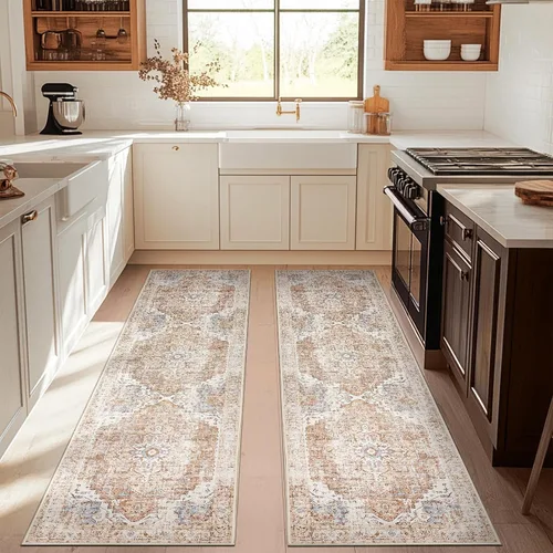 Miniatura 107 de jinchan Alfombra de Área 2x3 pies Alfombra Vintage de Entrada Lavable Bohemia Tapete Interior para Puerta Medallón Floral Tapete Pequeño para Puerta