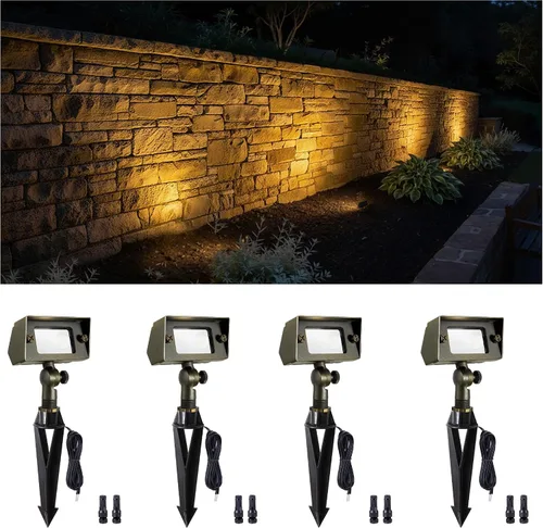 Miniatura 49 de Gardenreet Luz de Inundación de Bajo Voltaje para Exteriores - Luz LED de Lavado de Pared de Latón Sólido 12V, Paisajística de Cableado Fijo