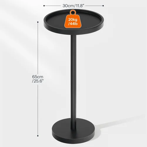 Miniatura 3 de HOOBRO Mesa auxiliar redonda pequeña, mesa de bebidas de bambú, mesa de café Martini con acento de pedestal para espacios pequeños en sala de estar