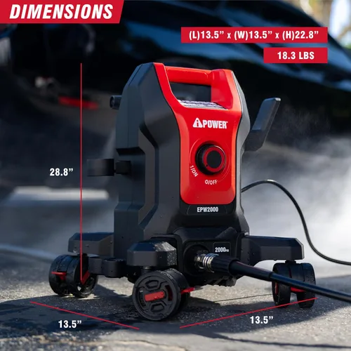 Miniatura 6 de A-iPower Follow Me - Lavadora eléctrica a presión 2800 PSI 1.7 GPM, diseño antivuelco con 5 boquillas, dispensador de jabón para vallas, calzadas