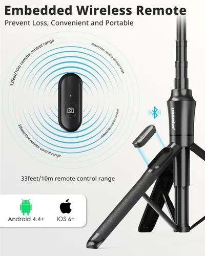Miniatura 3 de UBeesize Trípode magnético de 72 pulgadas para iPhone con control remoto, soporte extensible para teléfono celular, compatible con MagSafe, trípode