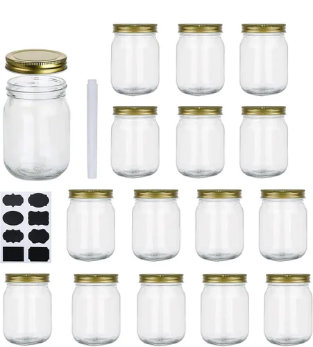 Miniatura 8 de Tarros de vidrio de 8 onzas con tapas, tarros de masón de boca regular para almacenamiento, tarros de conservas para caviar, hierbas, gelatina
