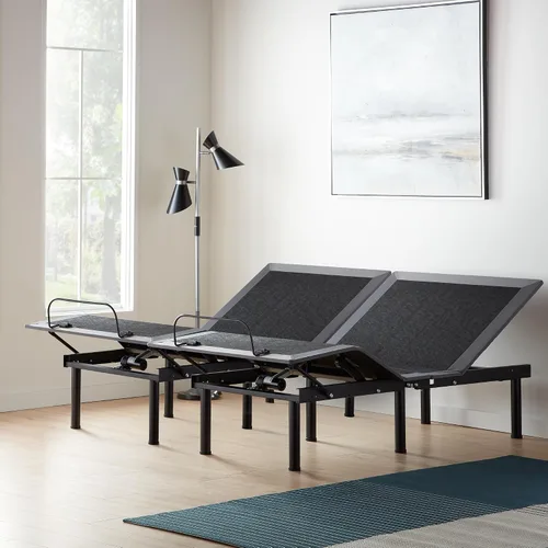LUCID Base de cama ajustable L300, Bluetooth, aplicación para teléfono, inclinación de cabeza y pies, masaje dual interactivo, control remoto