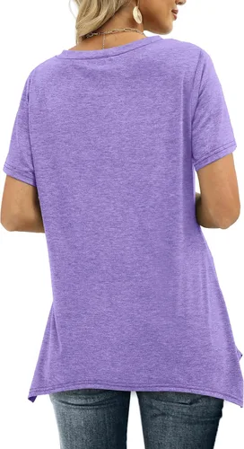Miniatura 5 de Alaroo Camisetas básicas de verano para mujer, manga corta, cuello en V, túnica