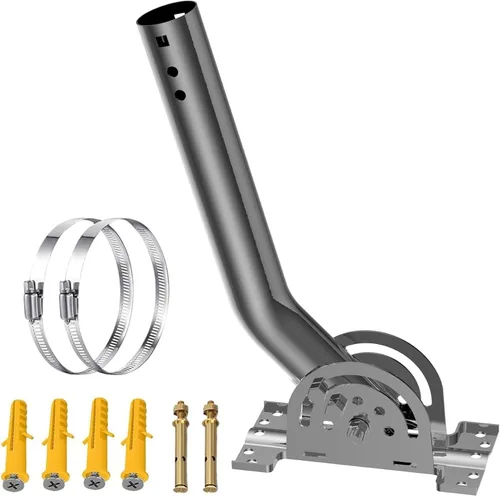 Miniatura 11 de Soporte de antena para exteriores para punto de acceso, soporte de montaje de poste en J de bloqueo de doble tornillo ajustable de 12 a 160°, Blanco