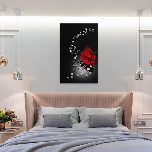 Miniatura 8 de Póster de rosa roja en blanco y negro, pintura en lienzo, arte de pared, sala de estar, dormitorio, decoración del hogar, mural, 12 x 18 pulgadas