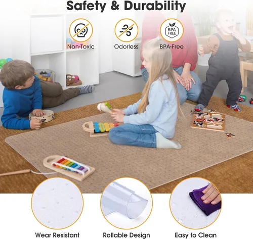 Miniatura 5 de Yescom Tapete transparente para silla de oficina para alfombra de pelo bajo de 48 x 36 pulgadas, grosor de 1/8 pulgadas, 2 protectores de piso
