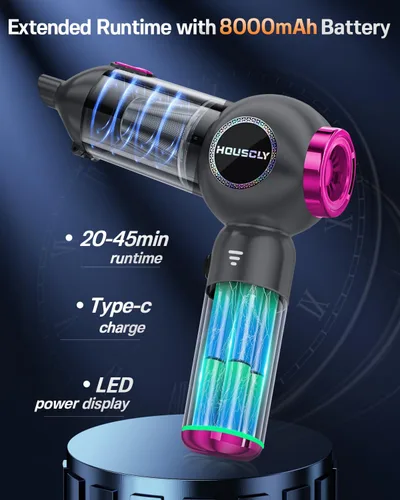 Miniatura 5 de Aspiradora de Mano para Coche Portátil Inalámbrica 25000Pa de Alta Potencia Mini Aspiradora de Mano Recargable 4-en-1 Soplador de Polvo de Aire