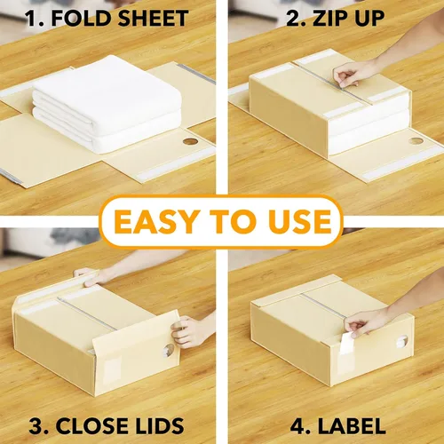 Miniatura 3 de SpaceAid Paquete de 6 Organizadores y Almacenamiento de Sábanas de Cama, Organizador de Sábanas Plegable con Ventana para Armario de Ropa Blanca