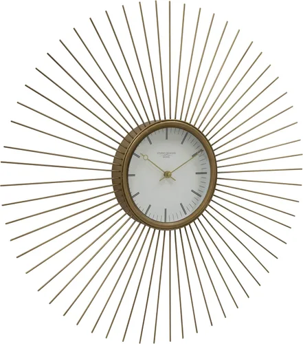 Miniatura 5 de Studio Designs Home Mod 73019 - Reloj de pared de metal retro con marcadores de hora y minutos, movimiento de cuarzo, latón dorado (73019)