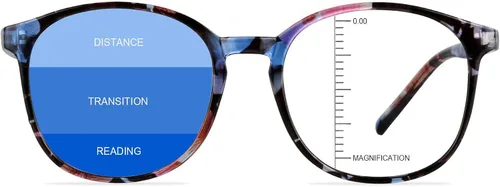 Miniatura 11 de Gafas presbíopicas multifocales progresivas redondas vintage, gafas de luz anti-azul., Negro