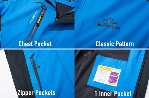 Miniatura 3 de Magcomsen - Chaqueta impermeable con capucha y 3 bolsillos con zipper para hombre impermeable, cortavientos y ligera
