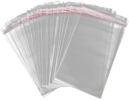 Borningfire 200 bolsas de celofán transparentes resellables de 15,2 x 22,9 cm, bolsas de plástico OPP autoadhesivas para alimentos, ideales para