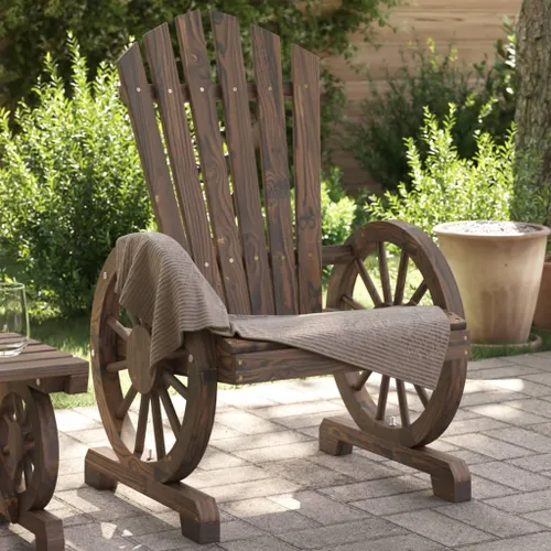 Miniatura 16 de Solid Fir Adirondack Chair Brown Outdoor Patio Seat 24.4 x 24.8 x 39 in Ergonomic Garden Lounge Chair Weather-Ready Wood for Balcony Backyard Brown-c