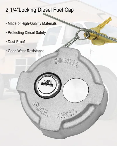 Miniatura 5 de 2 1/4" Tapa de Combustible Diesel con Bloqueo para Remolque Reefer International MD Ford 650 750 Camión Semi, Reemplazo de Tapa de Tanque