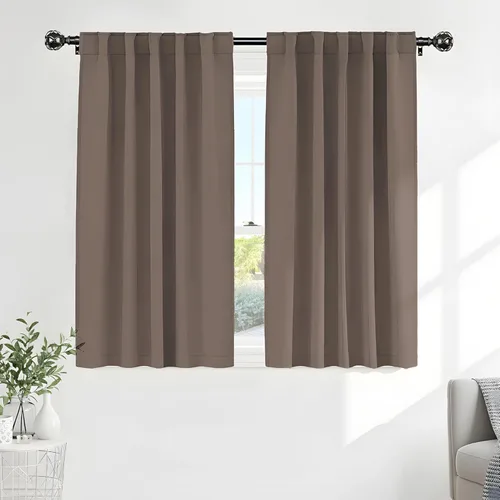 Miniatura 21 de PONY DANCE Cortinas cortas con aislamiento térmico para ventana pequeña, para guardería, baño, cocina, lavandería, caravana, sótano, 29 pulgadas