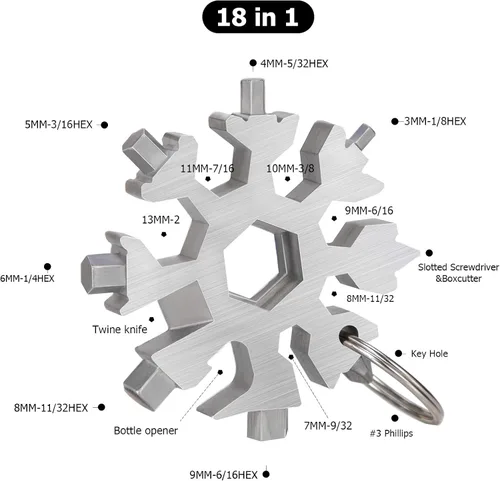 Miniatura 3 de Multiherramienta de copo de nieve, herramienta de copo de nieve de acero inoxidable, herramienta de copo de nieve portátil, kit de destornillador