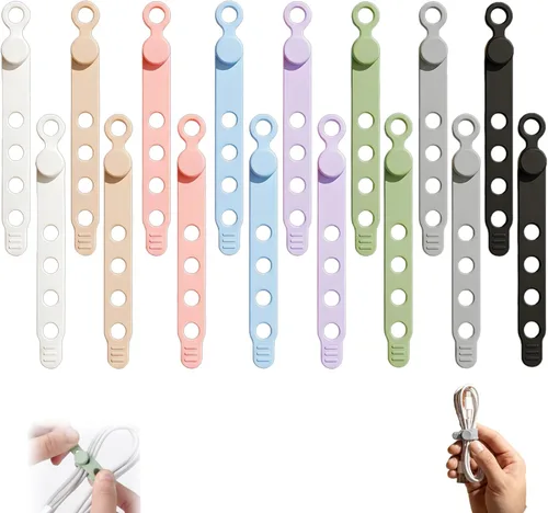 Miniatura 9 de Bridas de silicona para cables, organizador de cables y organizador de cables, bridas reutilizables para cables, auriculares, oficina y viajes