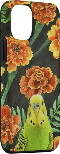 Miniatura 3 de iPhone 15 Parakeet Budgie Orange Yellow Marigolds Flower Pattern Case