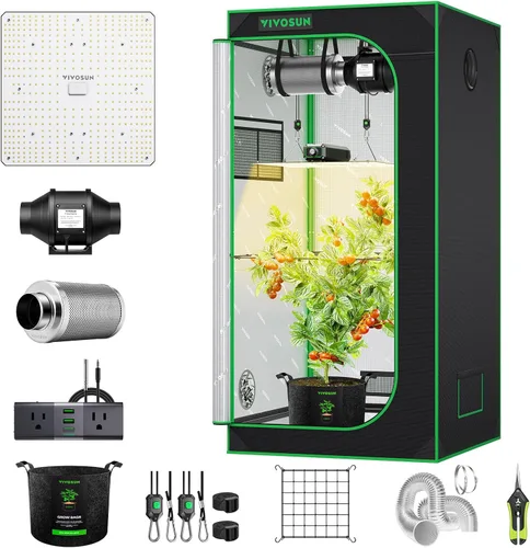 VIVOSUN - Kit de tienda de cultivo, sistema completo de 2.7 × 2.7 pies, sistema de cultivo controlado por WiFi con luz LED de espectro completo,
