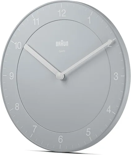 Miniatura 7 de Braun Reloj de pared analógico clásico con movimiento de cuarzo silencioso, fácil de leer, 7.9 in de diámetro en gris, modelo BC06G.