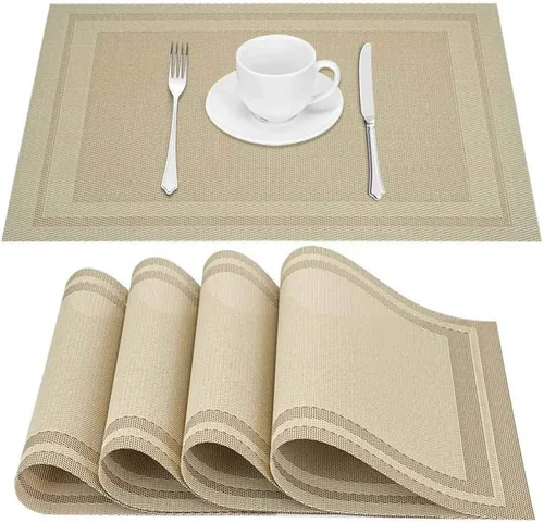 Miniatura 17 de GIVERARE Juego de 6 manteles individuales de vinilo tejido resistente al calor, antideslizante, lavable, fácil de limpiar, tapetes de plástico