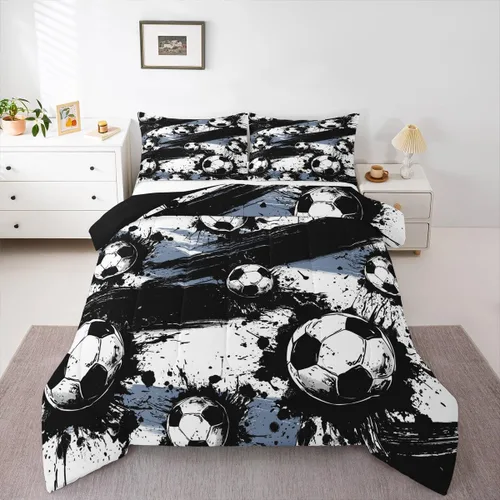 Miniatura 20 de jejeloiu Juego de edredón de dibujos animados para niños, tamaño individual, estampado de gatos, juego de ropa de cama con patrón de hojas, edredón
