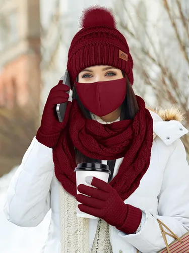 Miniatura 6 de Motarto Conjunto cálido de invierno, gorro de punto, bufanda y guantes calentadores de oídos, para hombres y mujeres, cubierta cálida para clima frío