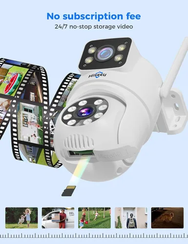 Miniatura 8 de Hiseeu 2Pack Cámara de seguridad inalámbrica, WiFi 5G/2.4G, Cámara PTZ de doble lente para exteriores, Seguimiento de movimiento, Versión nocturna a