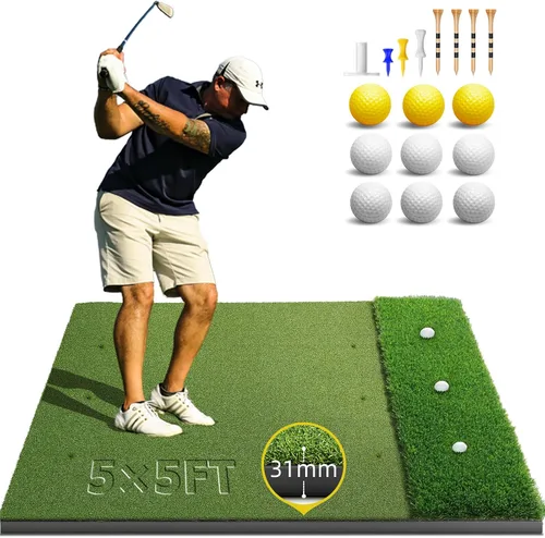 Miniatura 7 de Bltend Golf Mat: 5x4ft & 5x5ft Heavy-Duty Golf Hitting Mats Practice Outdoor/Indoor, Elite Dense Artificial Turf Matt Training Aid for