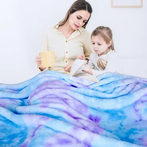 Miniatura 5 de MUGD Mantas suaves de forro polar manta suave y mullida para niños manta cálida para cama Azul y morado