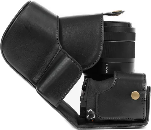 Miniatura 3 de MegaGear MG1014 Ever Ready Funda de cuero para cámara compatible con Sony Alpha A6500 (hasta 0.630-2.756 in) - Negro