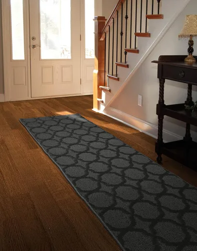 Miniatura 152 de Garland Rug Sparta - Alfombra antideslizante de polipropileno de 2 pies x 12 pies, color negro, ideal para salas de estar y pasillos, elegante