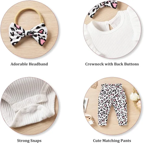 Miniatura 55 de fioukiay Conjunto de ropa de verano para bebés y niñas recién nacidas prematuros, mameluco, pantalones, diadema, conjunto de ropa para el verano