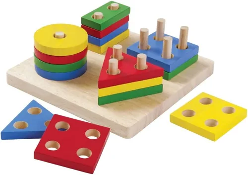 Miniatura 3 de PlanToys (2403 Tabla de clasificación geométrica de madera hecha de madera de caucho y pinturas y tintes no tóxicos)